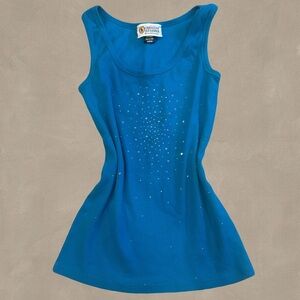 Christine Alexander Blue Sequin Tank Top Y2K Baddie 2000s